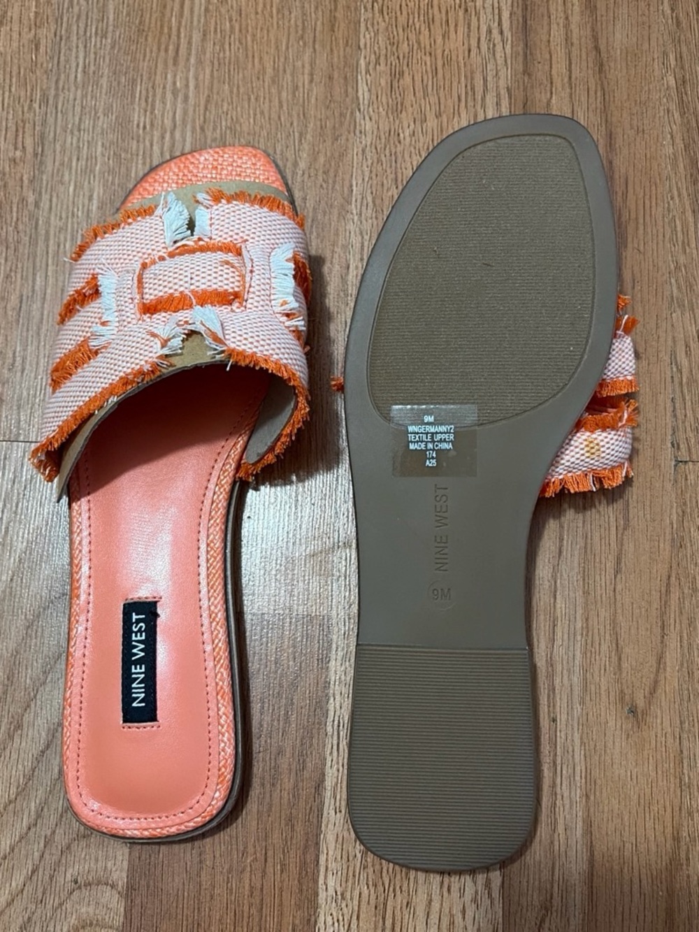Nine West Women's Coral Orange Slide Sandals